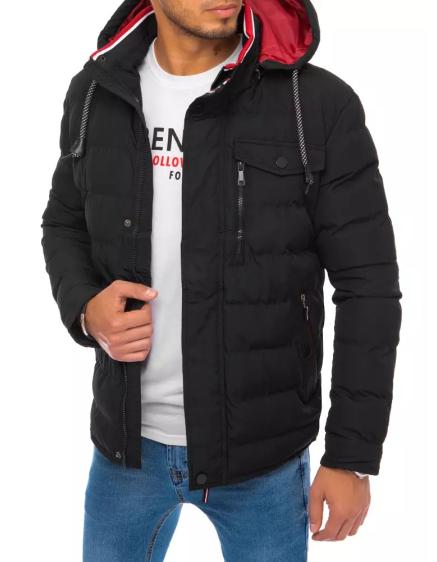 Pánská zimní prošívaná bunda s kapucí STORE černá