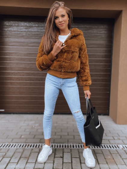 Dámska zimná bunda s kapucňou FERNANDA hnedá