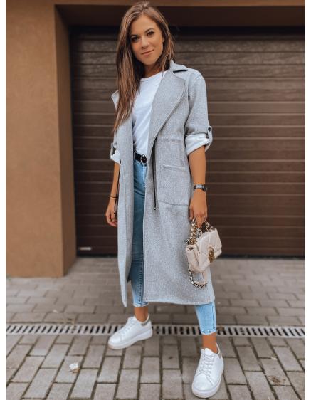 Dámsky štýlový dlhý kabát sham šedá