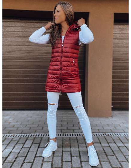 Dámská prošívaná vesta s kapucí JESS červená