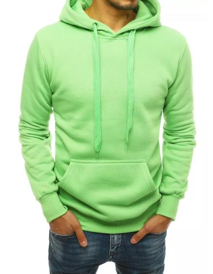 Pánska voľnočasová mikina s kapucňou svetlozelená