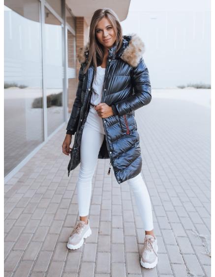 Dámská prošívaná parka s kapucí NOUSA modrá
