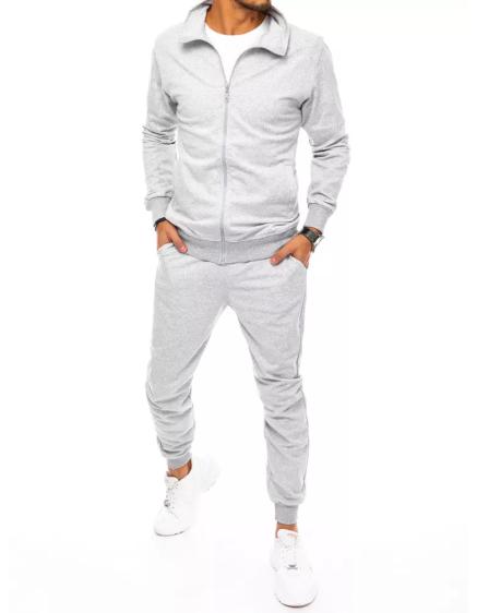 Pánská tepláková souprava bez kapuce na zip světle šedá