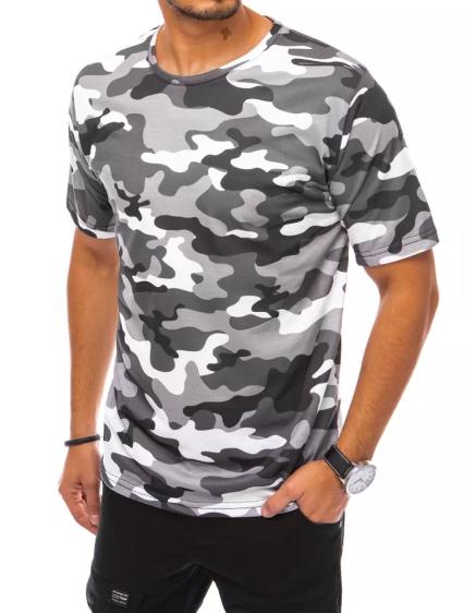 Pánské tričko s potiskem maskovací MILITARY světle šedá