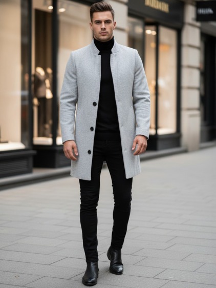 Pánsky jednoradový elegantný kabát MARCO šedá