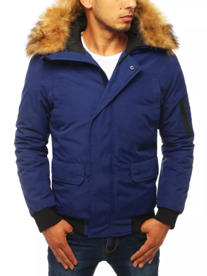 Pánská zimní bomber bunda s kapucí STREET modrá