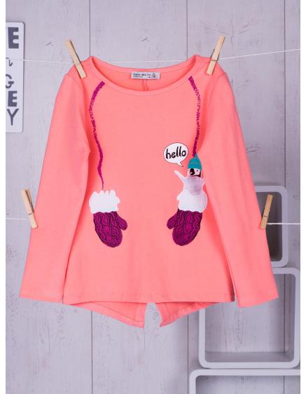 Halenka pro dívky se zimním potiskem broskvová