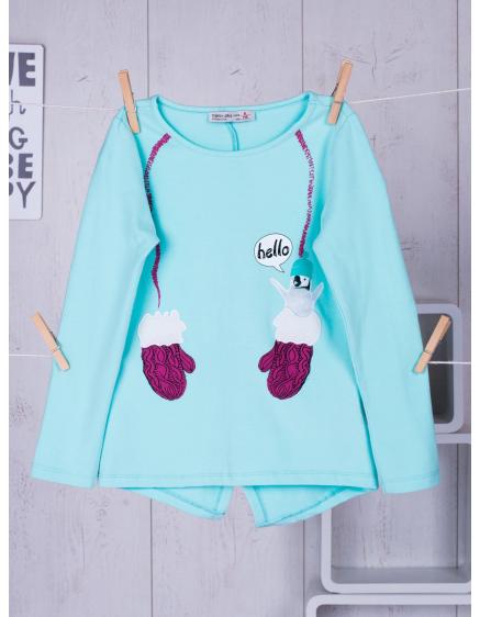 Mentazöld pamut blúz lányoknak