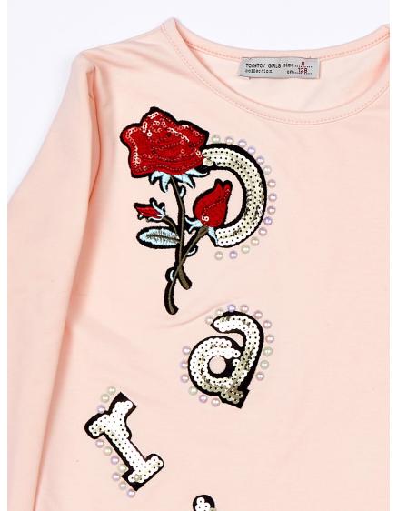 Bledě růžová dívčí halenka se záplatami