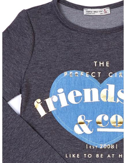 Tmavosivá dievčenská tunika s aplikáciou