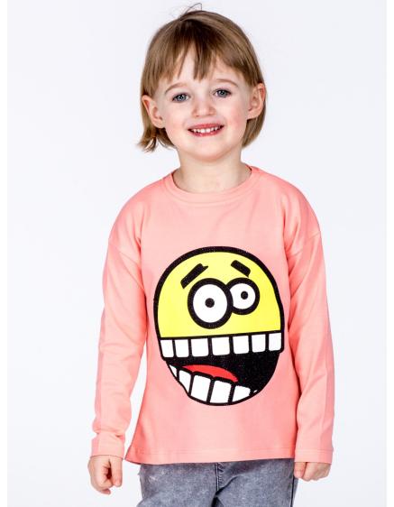 Barackszínű pamut baba blúz Happy Smiley-val