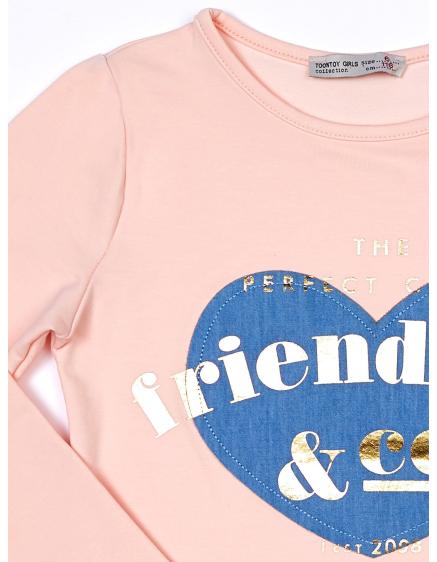 Svetloružová tunika pre dievčatá s aplikáciou