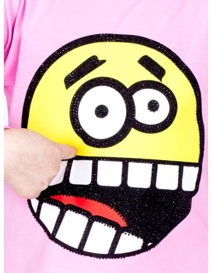 Pamut baba blúz vicces mosolygós arccal lila színben