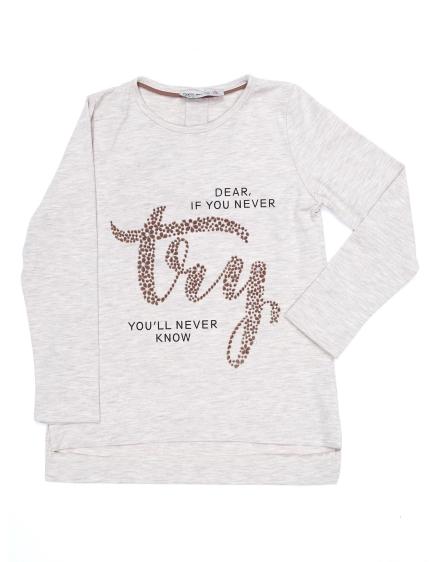 Béžová dievčenská blúzka s potlačou