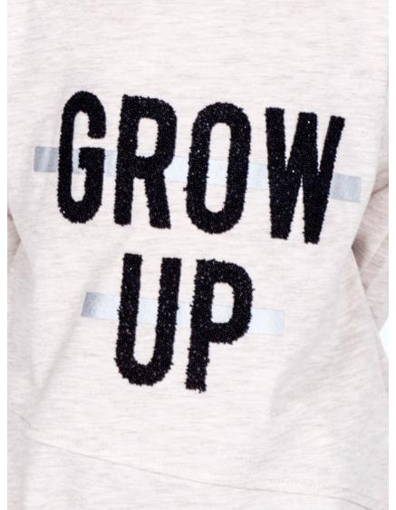 Bézs pamut lányoknak GROW UP blúz bordázott derékkal