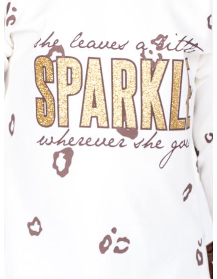 Bavlnená dievčenská blúzka ecru s potlačou a mašľami