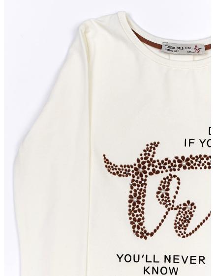 Dievčenská blúzka s potlačou ecru