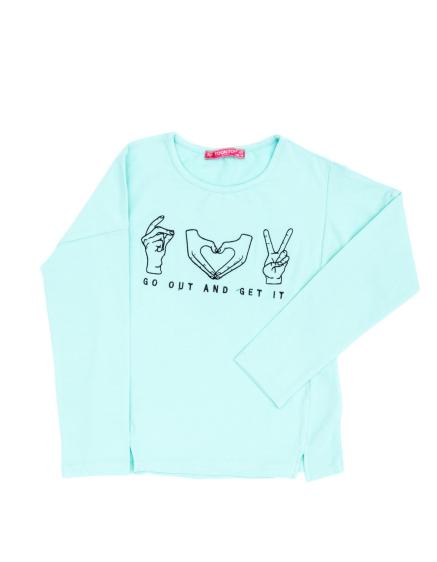 Mentazöld hímzett blúz lányoknak