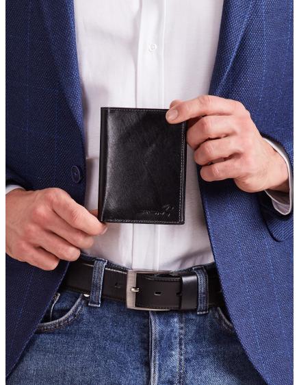 Fekete függőleges férfi bőrtárca