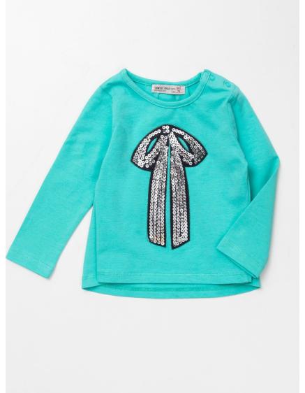 Mentazöld lány blúz flitteres applikációval
