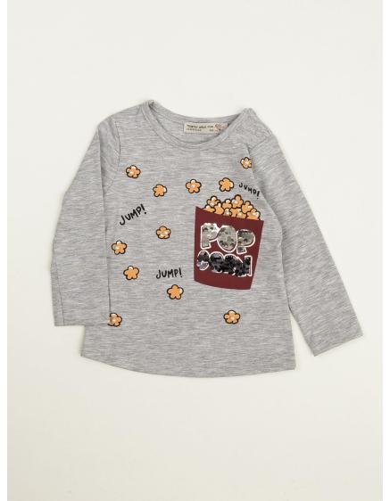 Szürke lány blúz flitterekkel és gyöngyökkel