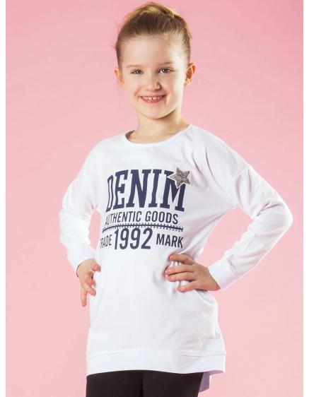 Bílá dívčí tunika s potiskem