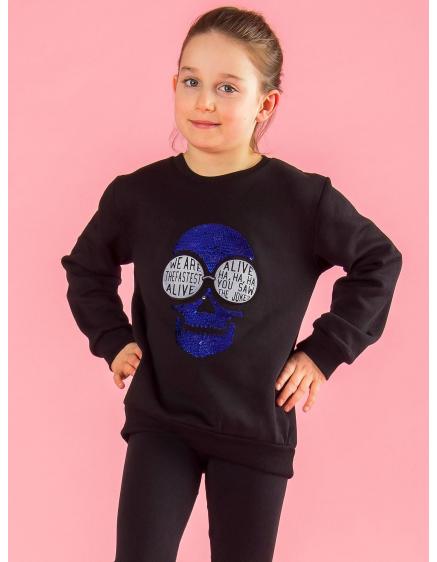 Černá dětská halenka s aplikací