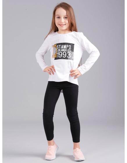 Fehér lány blúz nyomtatással és flitterekkel