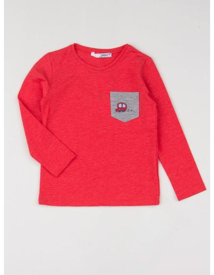 Korálová dětská halenka s kapsou