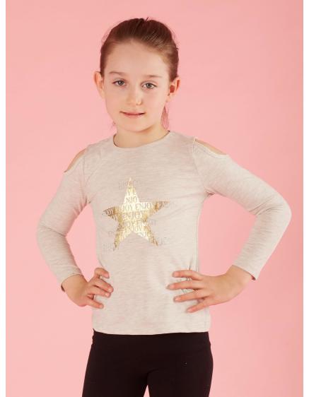 Béžová blúzka pre dievčatá s kamienkami