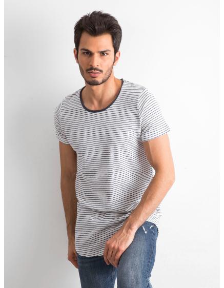 Ecru-kék csíkos ing férfiaknak