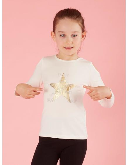 Lányok ekrü blúz strasszkövekkel