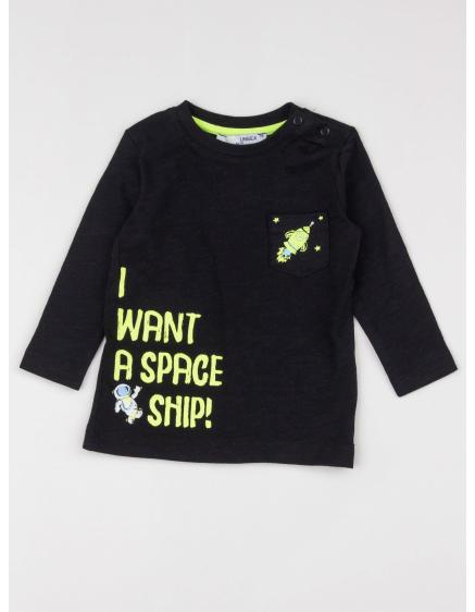 Fekete nyomtatott blúz gyerekeknek