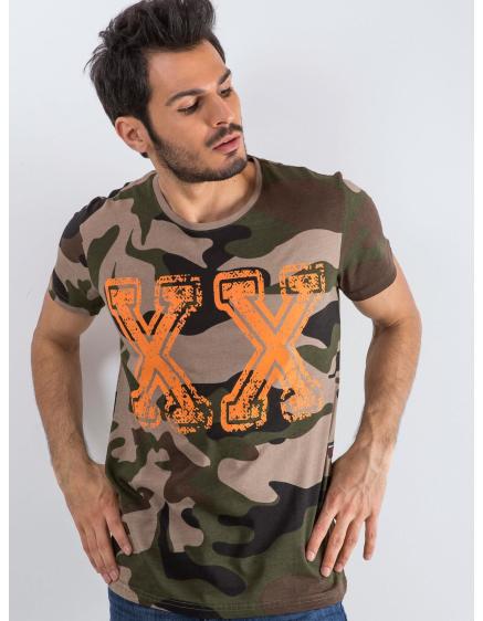 Béžové a khaki moro pánské tričko