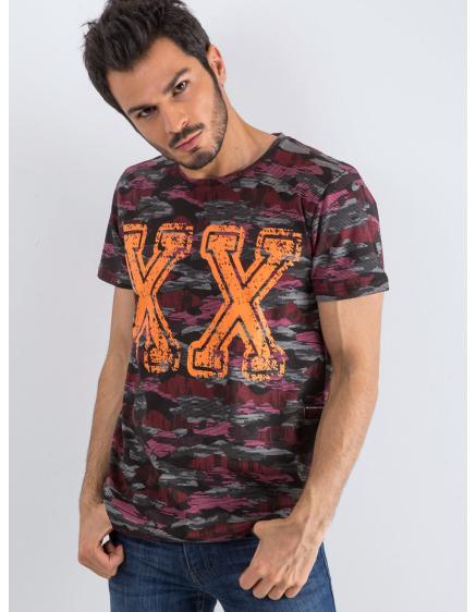 Maroon szürke férfi katonai póló