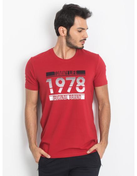 TOMMY LIFE Pánské červené tričko