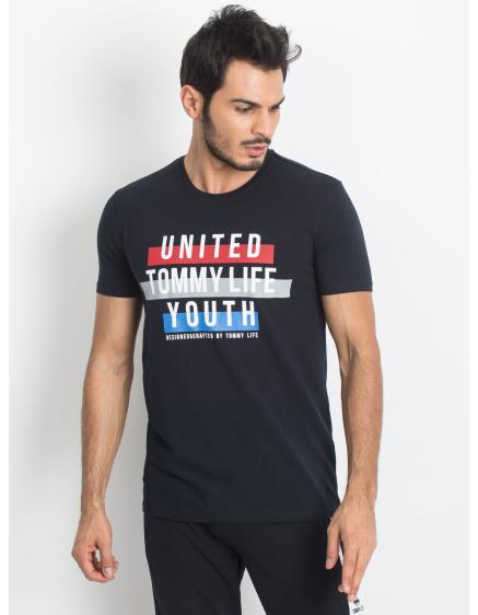 TOMMY LIFE Férfi sötétkék póló