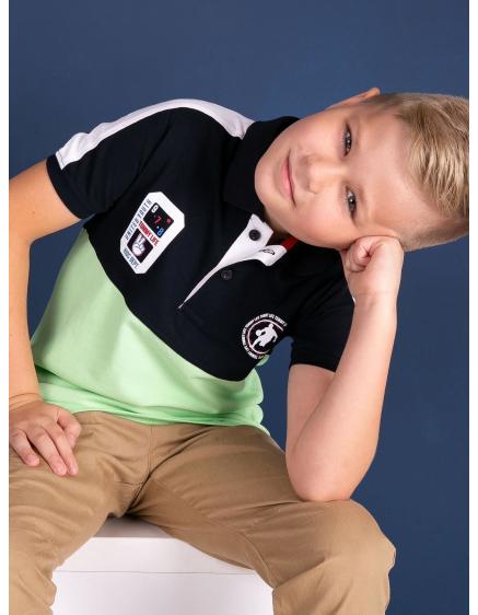 TOMMY LIFE Chlapčenské bavlnené polo tričko v tmavozelenej farbe