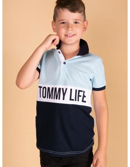 TOMMY LIFE Svetlomodré polo tričko pre chlapcov