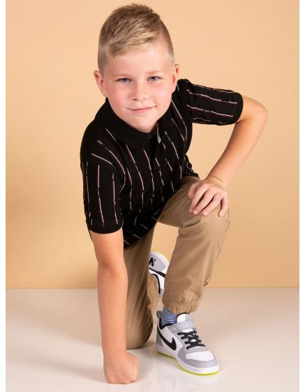 TOMMY LIFE Fekete csíkos póló fiúknak