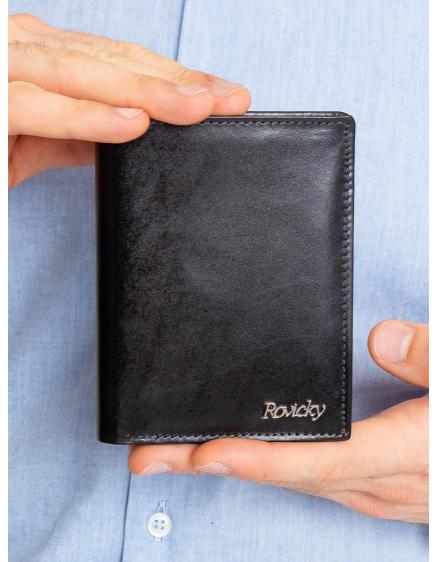 Černá vertikální pánská peněženka z pravé kůže