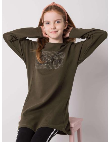 Khaki tunika lányoknak applikációval