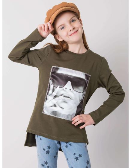 Khaki pamut blúz lányoknak