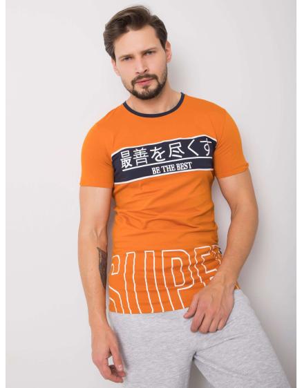 Oranžové pánské tričko s potiskem Luca