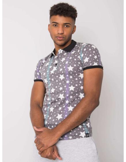 Tmavo šedá pánska polokošeľa Jaxton s potlačou