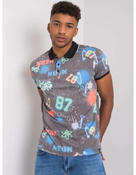 Pánska šedá polokošeľa Harrison s potlačou