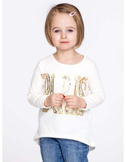 Bavlnená dievčenská blúzka vo farbe ecru s nápisom PARIS