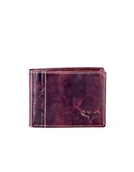 Hnedá pánska kožená peňaženka s vyrazeným emblémom