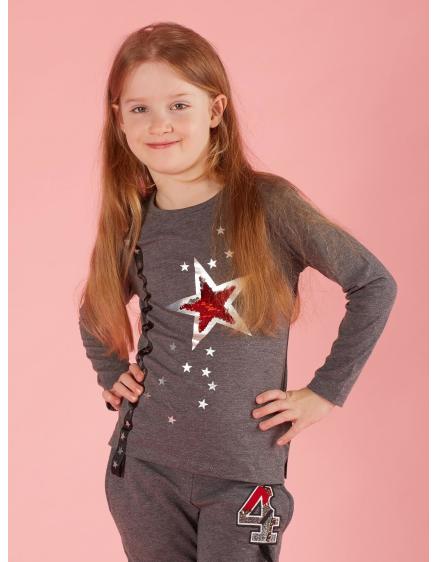 Tmavě šedá dětská halenka s aplikací