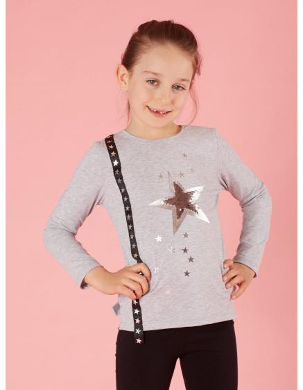 Világosszürke gyerek blúz applikációval